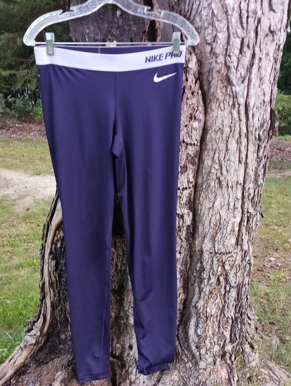 Nike Girls' Purple Leggings with White Waistband